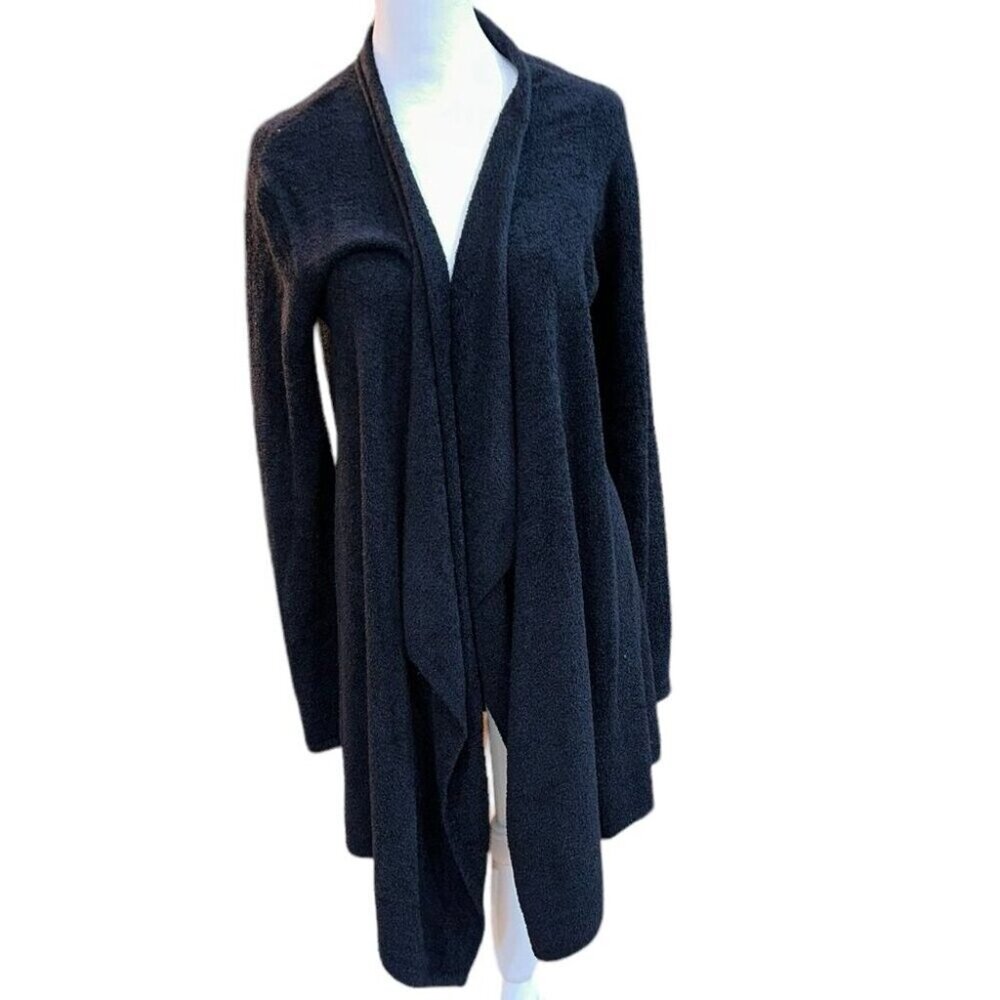 Barefoot Dreams Bamboo Chic Light Waterfall Cardigan Black S/M Soft‎ Cozy Winter